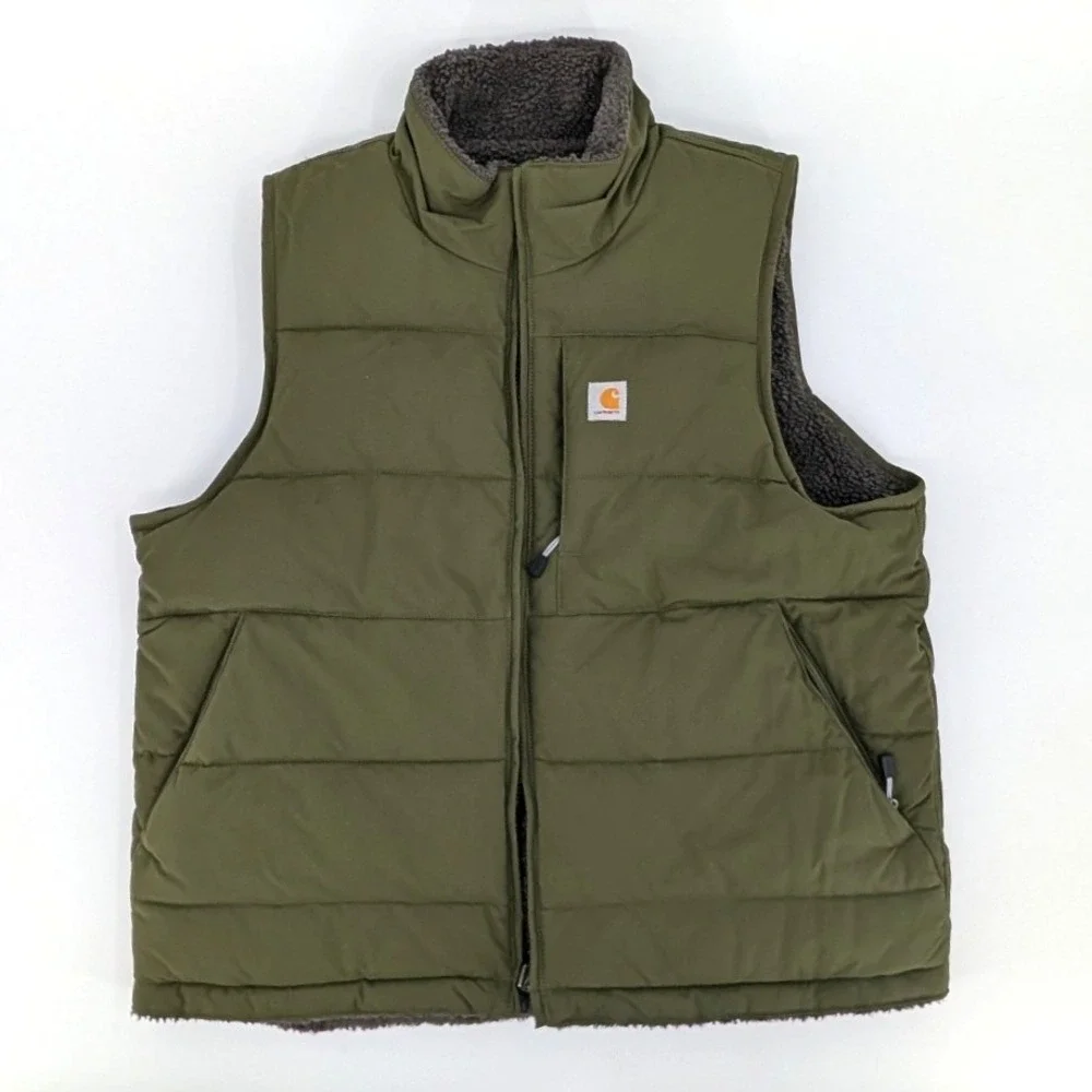 Carhartt Montana Puffer Vest Sherpa Lined Green OV5607-W Size L (12-14)